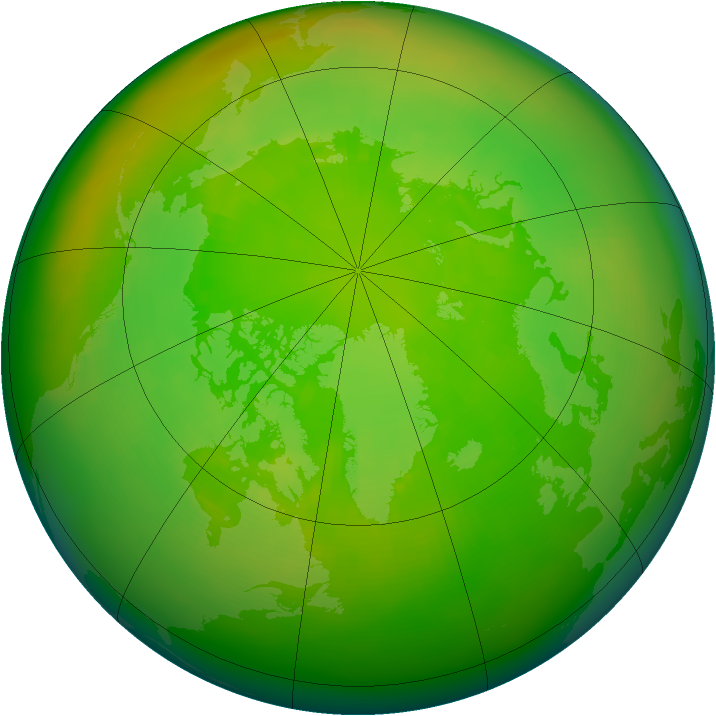 Arctic ozone map for June 1983